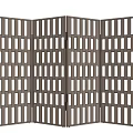Modern Folding Four Panel Screen with Metal Frame and Grid Pattern Design 3d model