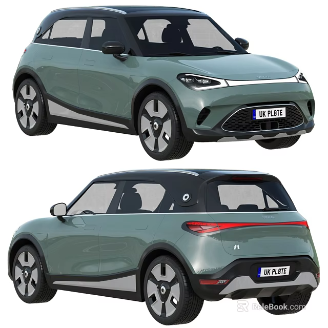 Sleek Modern Mint Green Electric Compact SUV With LED Headlights And Alloy Wheels 3d model 