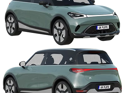 Sleek Modern Mint Green Electric Compact SUV With LED Headlights And Alloy Wheels 3d model