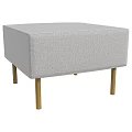 Square Light Gray Fabric Ottoman with Sturdy Gold Metal Legs for Living Room Decor