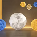 Creative Moon Shaped Spherical Floor Lamps in Various Colors with Textured Surface for Indoor Decor