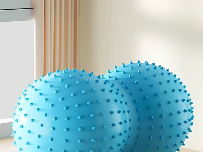 Two Blue Spiky Fitness Balls For Yoga Balance And Muscle Massage Home Gym Sports Equipment 3d model