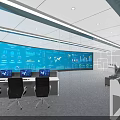 Modern Monitoring Room Interior With Multiple Screens Data Charts And Control Desks
