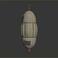 Vintage Styled Water Vehicle With Airship Balloon Bird Beak Front Propeller And Hull