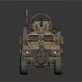 Tan Colored Military Tank With Armored Body Antenna Mounted Weaponry And Worn Exterior