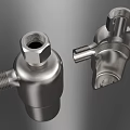 Stainless Steel Industrial Components With Threaded Connections Hexagonal Top And Cross Section View 3d model
