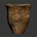 Ancient Brown Ceramic Pottery With Intricate Carved Decorative Surface Patterns 3d model