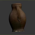 Vintage Brown Earthenware Jug With Carved Decorations Handle And Spout