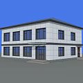 Two Story Modern Building With White Exterior Multiple Windows And Entrance Steps