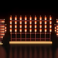 Commercial Decorative Lighting Equipment With Red Lanterns On Structured Frame For Events 3d model