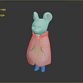 White Rabbit Character 3D Model With Cloak Simple Design And Shiny Gray Surface 3d model