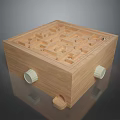 Wooden Tabletop Maze Toy With Control Knobs And Steel Ball Path Design