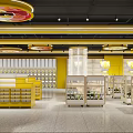 Bright Modern Happy Lemon Store Interior With Yellow White Counters And Display Cabinets