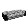 Modern Patterned Double Sofa With Multiple Soft Cushions And Dark Armrests 3d model