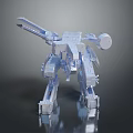 Silver Mechanical Game Movie Character With Multi Legged Structure And Armed Cannon 3d model