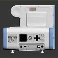 White And Blue Medical Diagnostic Device With Open Lid Control Panel And Interface Ports
