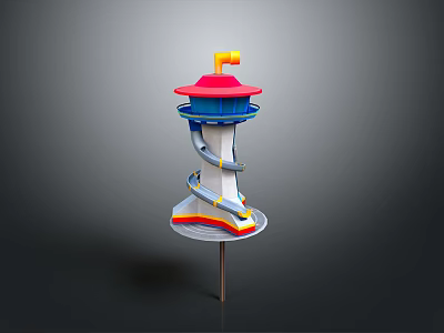 Colorful Multi level Spiral Slide Playground Structure With Red Blue Yellow Parts 3d model