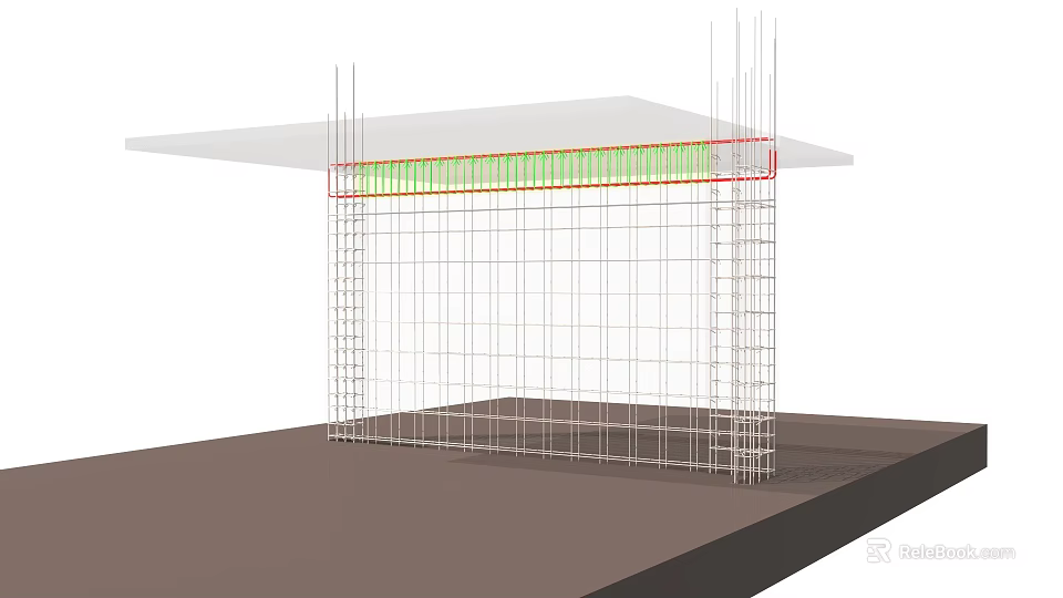 Construction Framework With Scaffolding Structure And Green Beam Under Top Slab 3d model 