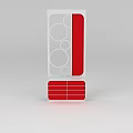 Red And White Inflatable Model With Circular Patterns And Vertical Panel Design