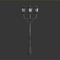 Vintage Outdoor Street Lamp With Metal Frame And Yellow Glass Shades
