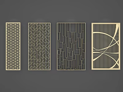 Modern Decorative Partition Panels With Geometric Laser Cut Patterns And Designs 3d model