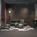 Elegant Boutique Interior With Green Sofa Small Table And Decorative Elements