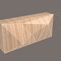Modern Wooden Cabinet With Geometric Line Design 3D Model And Wireframe Structure