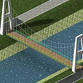 Cable Stayed Bridge With White Pylons Spanning Water And Green Grass