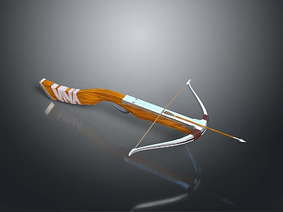 Traditional Handcrafted Bow With Wooden Grip White Frame And Archery String Design 3d model