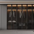Modern Built in Wardrobe With Glass Doors Hanging Clothes Drawers And Storage Shelves