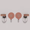 Modern Stylish Wall Lamps with Pink Round Shades Copper Frames and Transparent Glass