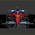 Red Formula 1 Race Car With Shell Logo Blue Accents And Black Tires