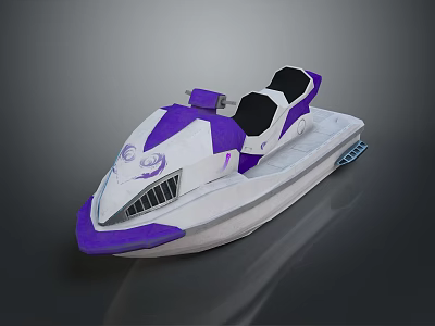 Modern White And Purple Jet Ski With Black Seats And Sporty Design 3d model