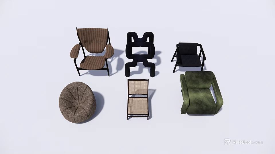 Various Modern Styles Of Comfortable Leisure Chairs With Different Colors And Contemporary Design 3d model 