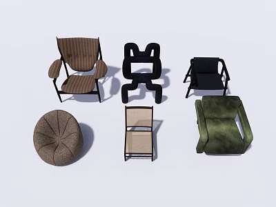 Various Modern Styles Of Comfortable Leisure Chairs With Different Colors And Contemporary Design 3d model