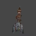 Game Movie Fantasy Creature Character Carrying Back Mounted Complex Architecture