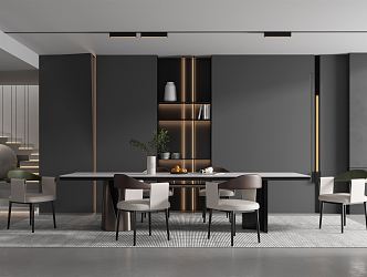 Modern Restaurant Premium Grey Restaurant 3d model