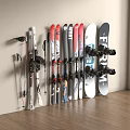 Organized Ski Sports Equipment Wall Mounted Storage with Skis Poles and Boots