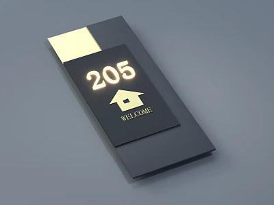 Modern Door Number Sign With 205 Welcome Text And House Symbol 3d model