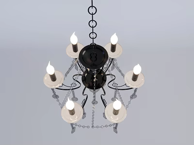 Elegant Black Metal Chandelier With Crystal Accents And Candle Style Light Fixtures 3d model