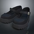 Stylish Black Women's Platform Shoes With Velcro Strap And Thick Sole