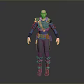 Detailed 3D Male Character Model With Blue Top Gray Pants And Red Boots