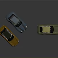 Three Colorful Modern Sports Car Models With Sleek Designs On Gray Background