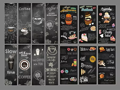 Chalkboard Style Coffee And Dessert Menu Designs With Hand Drawn Elements 3d model