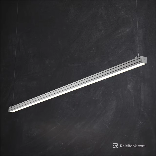 Modern Linear Pendant Light with Long White Strip Minimalist Design for Dark Background Contemporary Home 3d model 