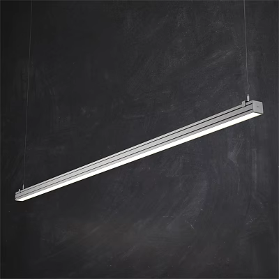 Modern Linear Pendant Light with Long White Strip Minimalist Design for Dark Background Contemporary Home 3d model