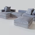 Modern Gray L Shaped Sofa Set With Multiple Cushions And Ottoman 3d model