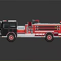 Red and White Fire Truck with Ladder Water Tank and Emergency Lights for Firefighting Operations