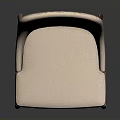 Modern Beige Upholstered Chair With Wooden Legs And Curved Backrest Design