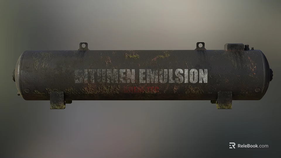 Stun Weapon Emulsion Cylinder with Rusty Metal Surface and End Connectors 3d model 